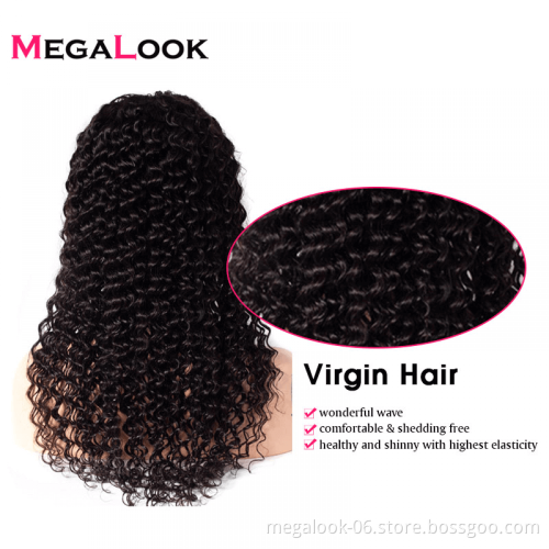 Pre Plucked Bleached Cuticle Aligned Remi Deep Wave Peruvian Virgin Hair 13X6 Lace Frontal Wig